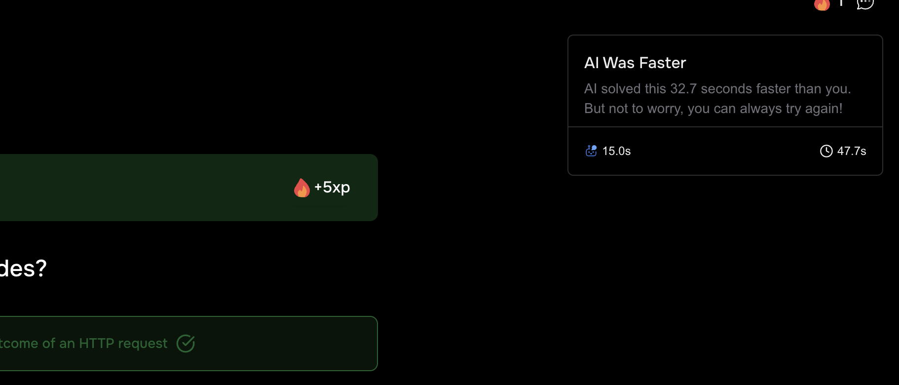 Faster than AI game mode completed question
