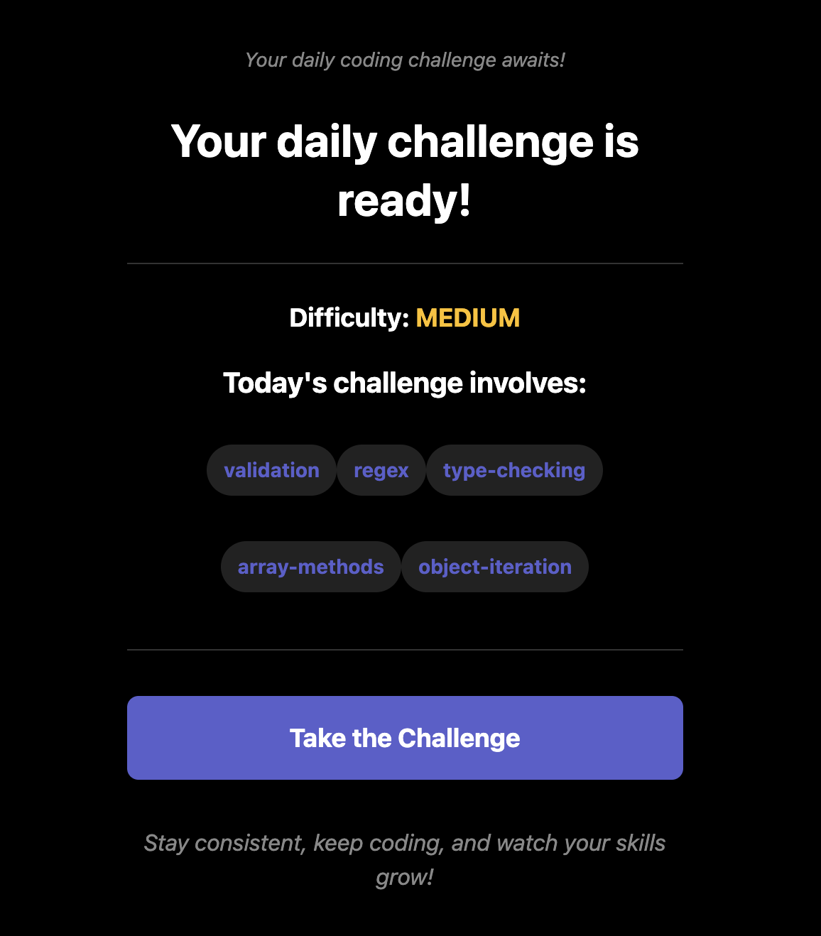 Daily challenge email notification showcase